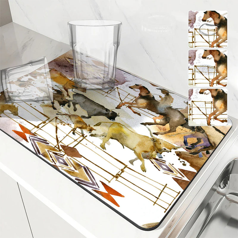 Axyaa Quick Dry Absorbent Mat for Kitchen and Bathroom