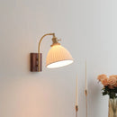 Axyaa Ceramic Walnut LED Wall Lights - Modern Bedroom & Living Room Bedside Lamp