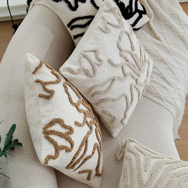 Boho Floral Tufted Cushion Cover 45x45 Pillowcase Home Decor - Axyaa