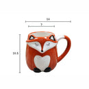Axyaa Ceramic Fox Coffee Mug with Lid - Couple Animal Decoration Tea Cup