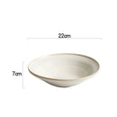 Axyaa Beige Line Pattern Ceramic Soup Bowl Set - Japanese Style Tableware