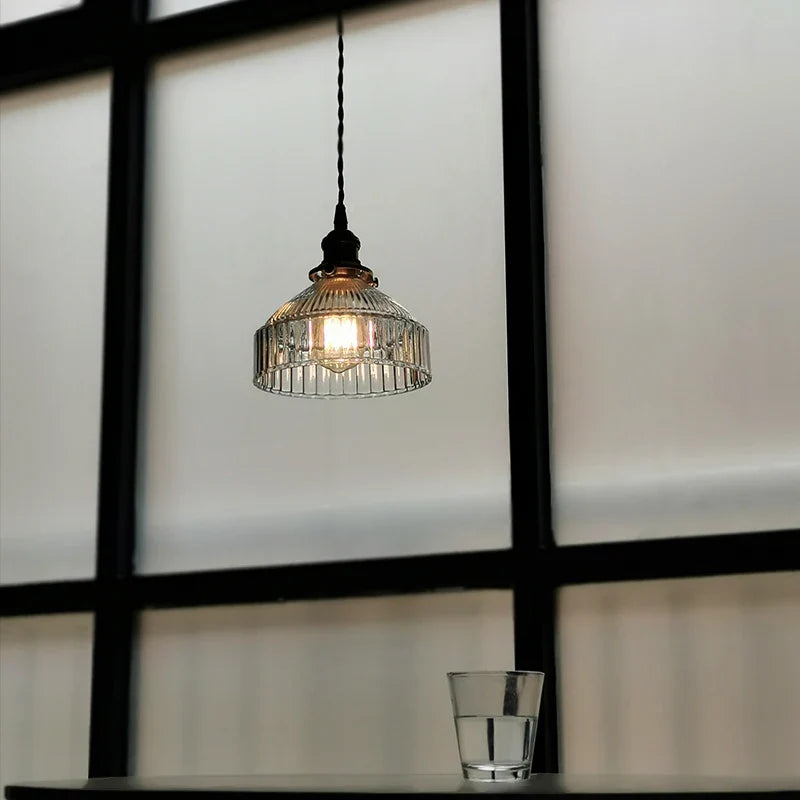 Axyaa Clear Glass Copper Iron LED Pendant Chandelier