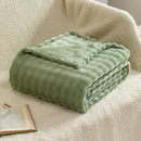 Axyaa Bubble White Plush Blanket: Textured Flannel Fleece Throw, Soft Cozy Couch Christmas Gift