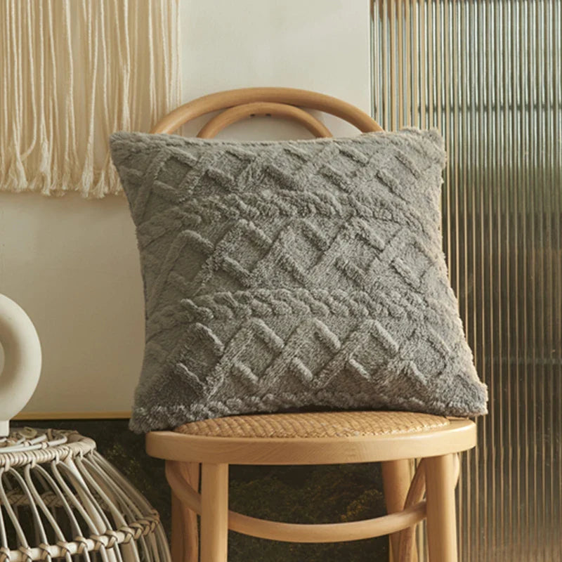Axyaa Short Fleece Pillow Cover 18x18 for Living Room Sofa & Home Decor