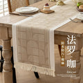 Axyaa Grey Coffee Zigzag Wreath Table Runner 13.7x72"