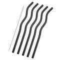 Axyaa Stainless Steel Drinking Straws Set 5Pcs with Brush - Bar Cocktail Drinkware
