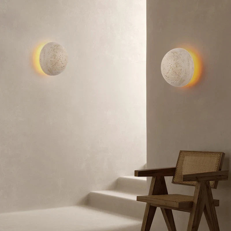 Axyaa Round Stone LED Wall Lamp for Dimmable Atmosphere Lighting in Various Spaces