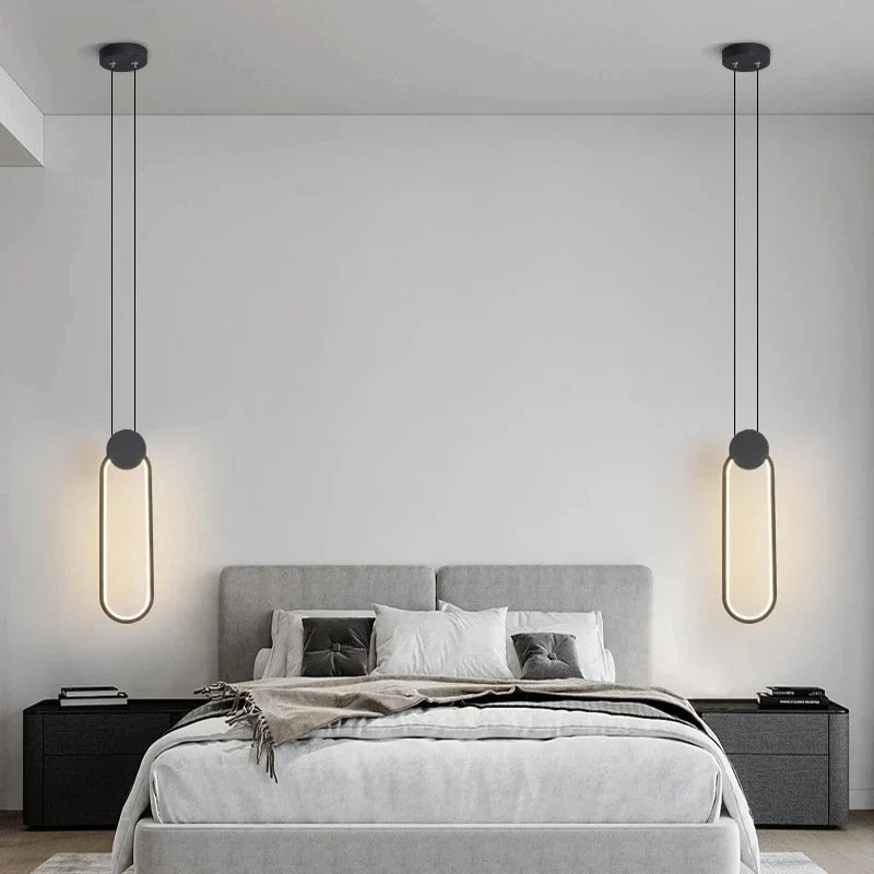 Axyaa White Black Pendant Lamp - Dimmable LED Hanging Light for Bedside Decor