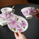 Axyaa Lily Coffee Cup and Saucer Set - Gold-Plated Ceramic Mug for Home or Gift