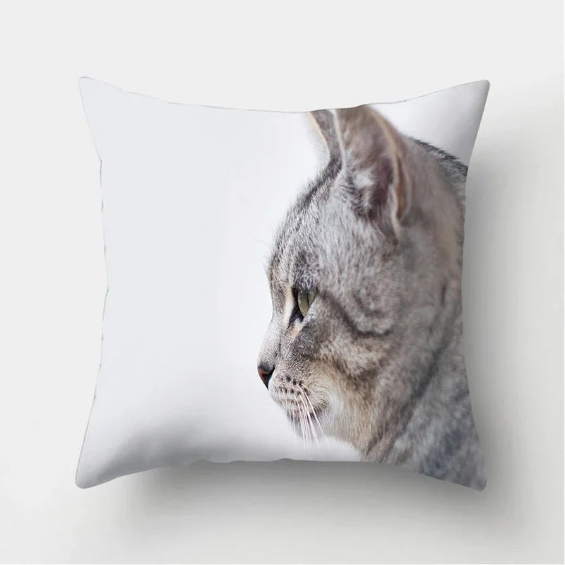 Cute Cat Print Cushion Cover for Sofa Decor by Axyaa