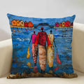 Axyaa African Oil Painting Art Pillow Case 45x45cm Linen Cushion Cover