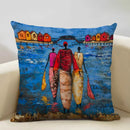 Axyaa African Oil Painting Art Pillow Case 45x45cm Linen Cushion Cover