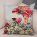 Axyaa Flower Girl Cushion Set - Fairy Tale Decor for Living Room, Bedroom Sofa