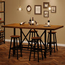 Axyaa Rectangular Counter Height Dining Table for 6 with Metal Footrest, 35.43" Tall