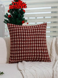 Axyaa Red Houndstooth Geometric Cushion Cover 45x45cm for Home Christmas Decor