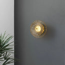 Axyaa Copper Wall Lamp with Amber Glass Shade & LED Light – Modern Bedside Lighting