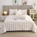 Luxurious Toscana Rabbit Fur Blanket by Axyaa: Soft Double-sided Bubble Fleece Blanket