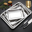 Axyaa Stainless Steel Kitchen Tray Set - Food Storage, Barbecue, Fruits, Pastries, Steamed Dishes