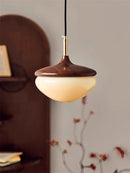 Axyaa Hazelnut Retro Pendant Light with Wood Grain Finish for Bedroom and Dining Room