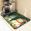 Axyaa Christmas Desk Drain Pad: Non-slip Heat Resistant Dish Drying Mat
