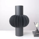 Axyaa Geometric Serrated Metal Flower Vase - Abstract Decorative Cylinder