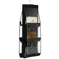 Axyaa 6-Pocket Black Handbag Organizer: Foldable Storage Solution for Closet or Bedroom