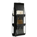 Axyaa 6-Pocket Black Handbag Organizer: Foldable Storage Solution for Closet or Bedroom
