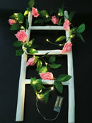 Pink Rose Vine LED String Lights by Axyaa - Wedding Party Garden Home Decor