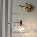 Axyaa Green Flower Glass Wall Sconce with Adjustable LED Wire, Pull Chain for Bedroom, Bathroom