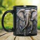 Axyaa Elephant 3D Effect Black Coffee Mug 330ML