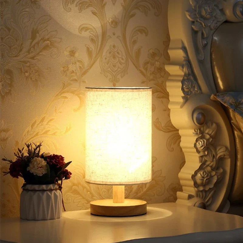 Axyaa Chinese Style LED Table Lamp Dimmable Night Light with Fabric Lampshade