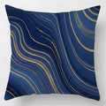 Axyaa Blue Geometric Marble Stripe Line Pillowcases - Set of 2