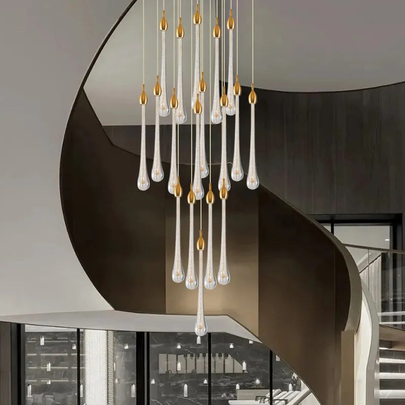 Axyaa Crystal Staircase Chandelier: Luxury Rotating Living Room Light