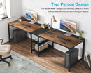 Axyaa 90.55'' 2 Person Double Computer Desk with Shelves and Spacious Desktop