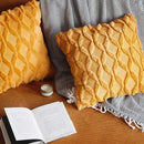 Axyaa Yellow Plush Geometry Pillow Cover 18x18inch