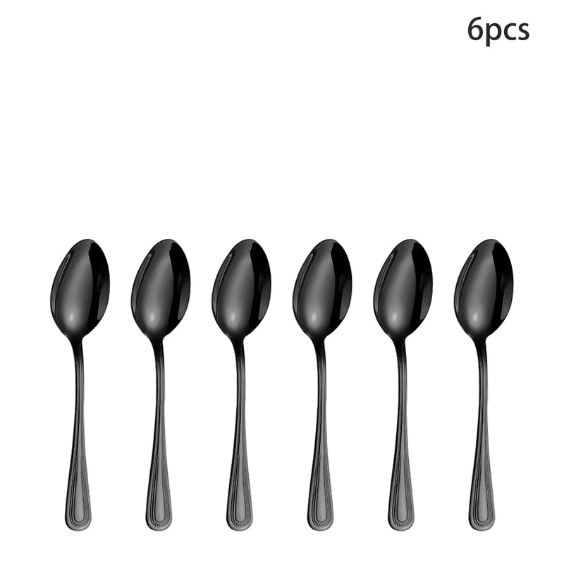 Axyaa 24-piece Stainless Steel Black Tableware Set - Knife, Fork, Spoon