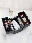 Axyaa 4-Tier Extra Large Makeup Train Case, Lockable Travel Cosmetic Organizer