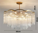 Axyaa Glass Rod Crystal Chandelier Gold Pendant Luxury Hanging Lamp