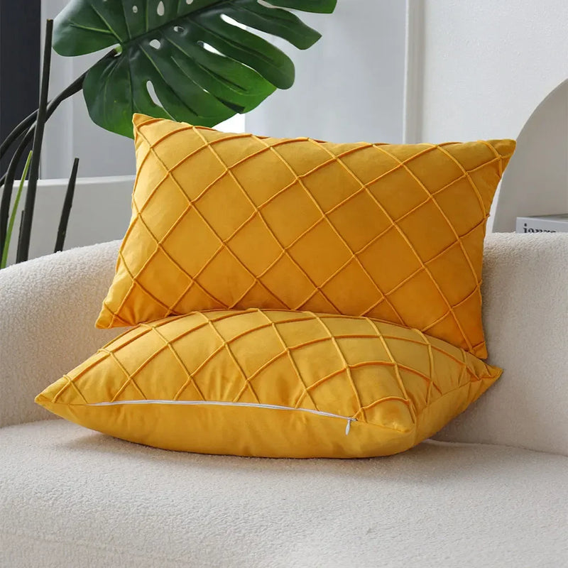 Yellow Soft Pillow Cover for Living Room Sofa Decor by Axyaa - Rectangular Chic Cushion Case