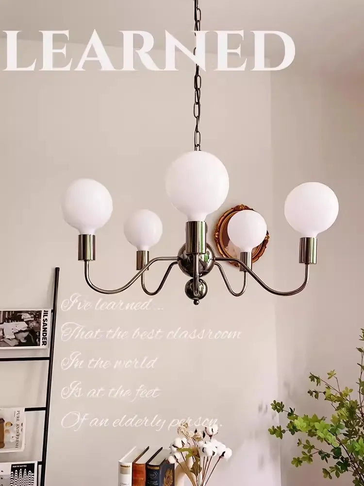Axyaa Pearl Black Chandelier: Bauhaus High-End Minimalist Luxury