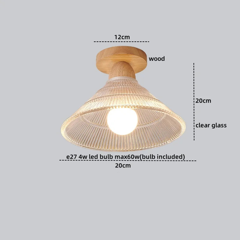 Axyaa Crystal Wood LED Ceiling Lamp Clear Glass Modern Ceiling Lights