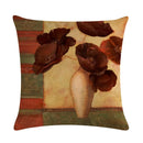 Axyaa Red & White Rose Oil Painting Linen Cushion Cover - Floral Decorative Pillowcase
