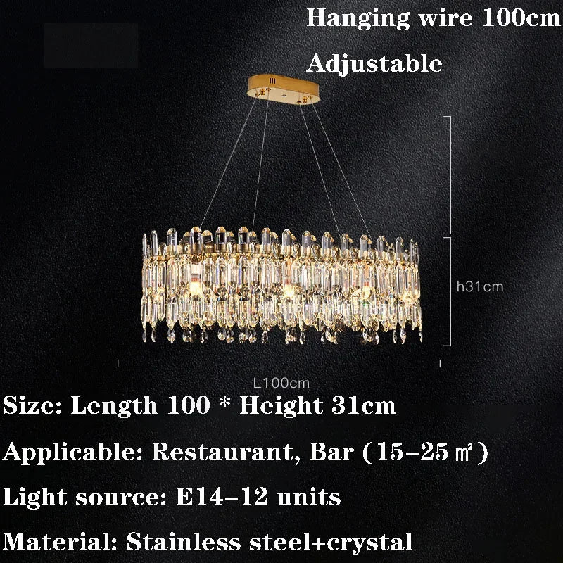 Axyaa Round Crystal LED Chandelier for Modern Living Room & Kitchen
