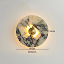 Axyaa Nordic LED Wall Sconce Round Black Iron Marble Light for Home Décor