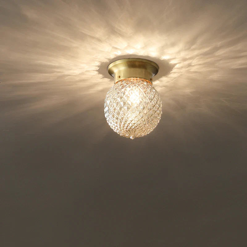 Axyaa Modern Copper Glass Ball Ceiling Lamp, LED Indoor Light Fixture
