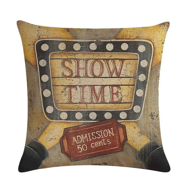 Axyaa Rock Guitar Pattern Throw Pillow Cover: Cotton Linen Cushion for Home Sofa