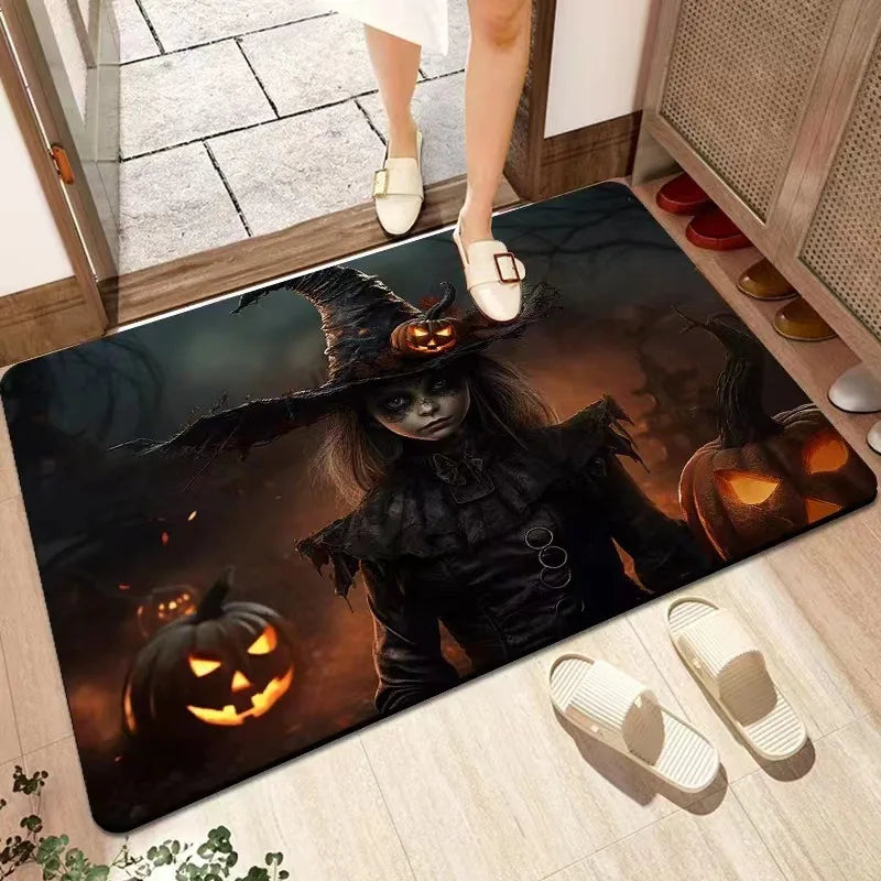 Axyaa Halloween Ghost Face Pumpkin Lantern Floor Mat