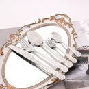 Axyaa Vintage Flower Carved Stainless Steel Cutlery Set - 5Pcs Dinnerware Kit