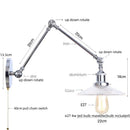 Axyaa Industrial Loft Swing Arm LED Wall Sconce with Pull Chain Switch