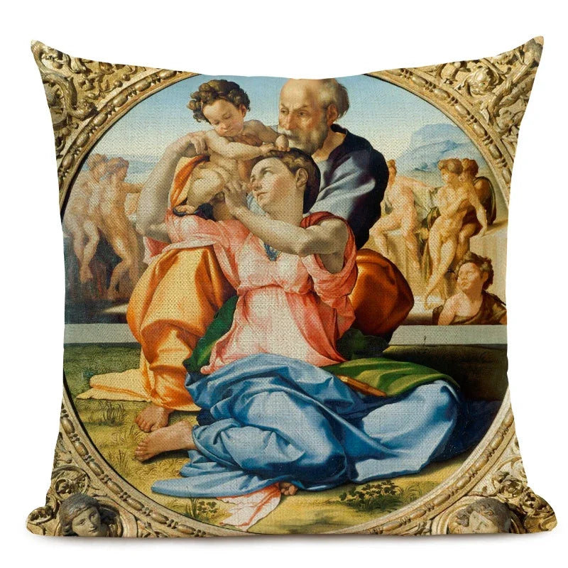 Michelangelo Genesis Mural Sofa Pillow Case by Axyaa - Renaissance Art Decoration